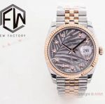 EWF Swiss 3235 Rolex Datejust 36 2-Tone Rose Gold Gray Palm Face with Diamonds